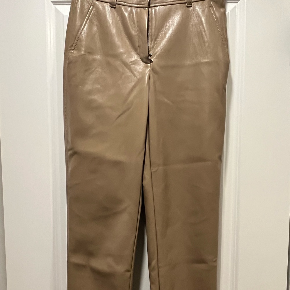 Babaton faux leather pants tan